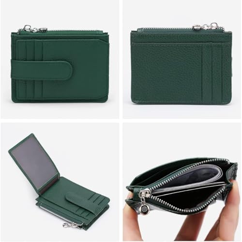Ultra Slim RFID Blocking Genuine Leather Wallet for Women Compact Card Holder with Secure Storage (Green)4