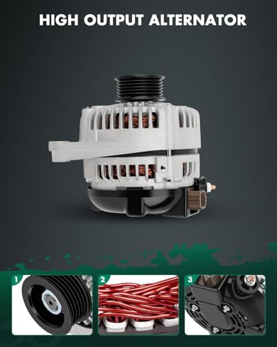Image of SCITOO Alternator Fit for Lexus ES330 /RX330 2004-2006 3.3L,for Toyota Camry 2004-2006 3.0L 3.3L,for Highlander 2004-2007 3.3L-12V 100Amp CW 6-Groove, OE#104210-4180 104210-4190 11032 11033