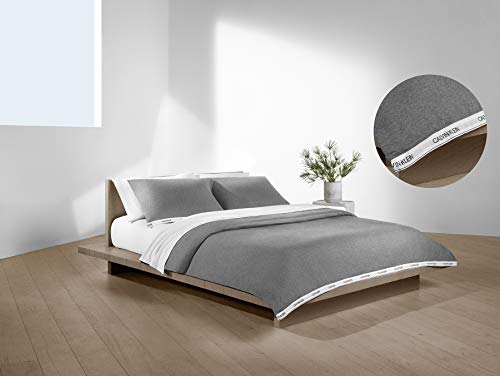 Calvin Klein Classic Logo Funda de edredón, Cotton, Heather Grey, 260x240 cm
