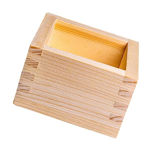 HOLIDYOYO 4pc Japanese Style Sake Cups Square Wooden Box Traditional Sake Cup Display Holder