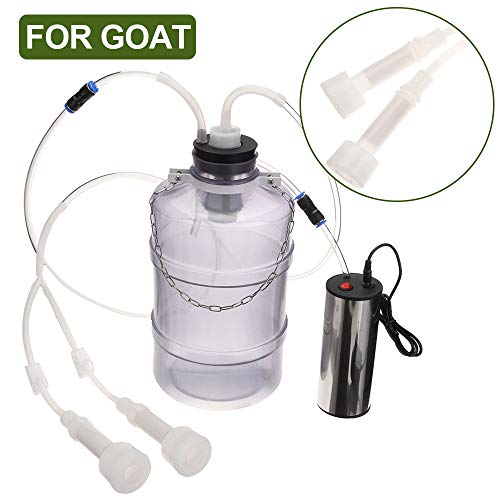 GCSEY 5L 24W Efficient Electric Milking Machine Cow Goat Sheep Milker Thickening Tank Double Heads Silicone Hose with Restriction Valve Safety Health,For goats