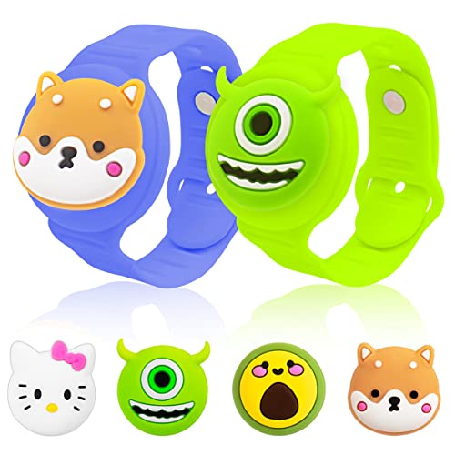 Image of AirTag Bracelet Air Tag Wristband for AirTags Toddler DIY Silicone Bracelets Hidden Anti-Lost Holder Tags Waterproof Case Adjustable Length Band for Girls (Pink, Yellow)