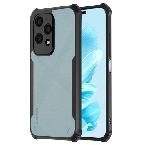 Image of Pikkme Honor 200 Lite 5G Back Cover | Crystal Clear Transparent Back | Ultra Hyrbid | Full Camera Protection | Raised Edge | Bumper Back Case (Black)