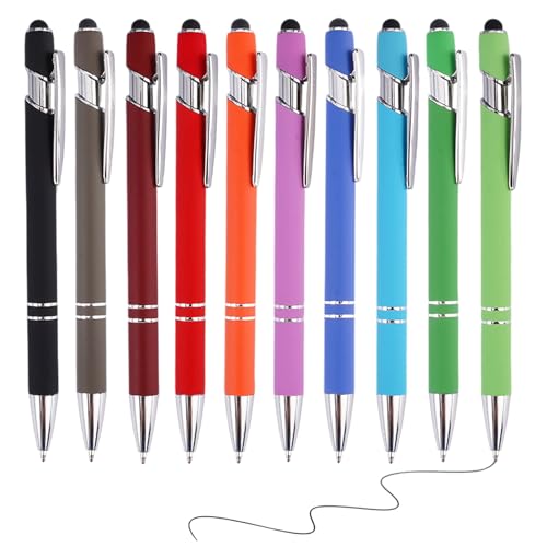 10 Piezas Bolígrafos Táctiles, 2 en 1 Universal Bolígrafos de Plástico, Retráctil Lápices Capacitivos, Duraderos Retráctiles de Clic con Lápiz Táctil, Multicolor, para Tabletas, Oficina, Escuela
