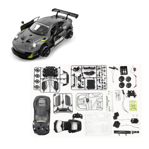 JAMARA Porsche 911 GT2 RS Clubsport 25 1:18 grau 2,4 GHz Bausatz - Offiziell lizenziert, detailgetreuer Innenraum, originalgetreue Lackierung, transparente Windschutzscheibe, LED Licht, RC-Bausatz