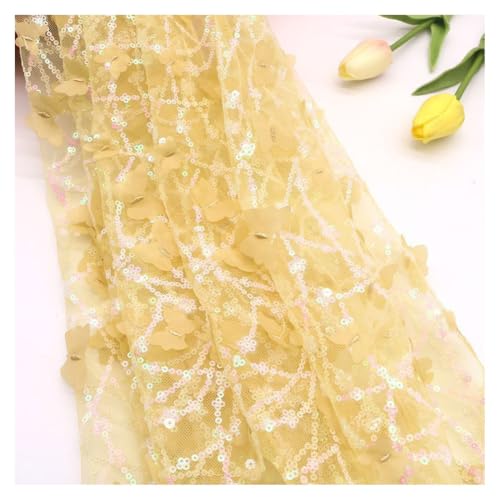 Tissu en tulle brodé sans effilochage avec dentelle à paillettes stables