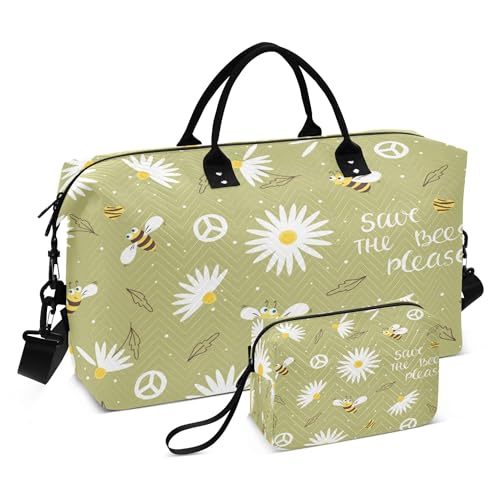 Borsone da viaggio di grandi dimensioni per sport palestra weekender borsone da borsa da toilette per escursionismo multifunzione motivo margherita fiori cartone animato Multi 1