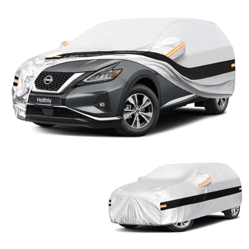 Image of 10 Layers SUV Car Cover Custom Fit for Nissan Murano(2002-2026), Waterproof All Weather for Automobiles, Outdoor Full Cover Sun Dust Rain Protection with Cotton. Silver