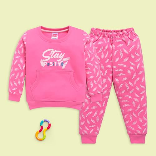 Image of LuvLap Baby Girls Full Sleeve Sweatshirt & Pyjama Set