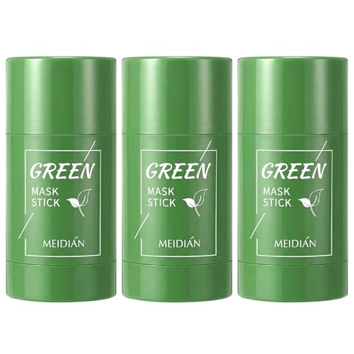 3 Stück Green Mask Stick Green Tea Mask Stick Mitesserentferner & Porenreiniger Tiefenreinigung Moisturizer Oil Control - Solid Clay Maske Hautpflege Purifying für alle Hauttypen