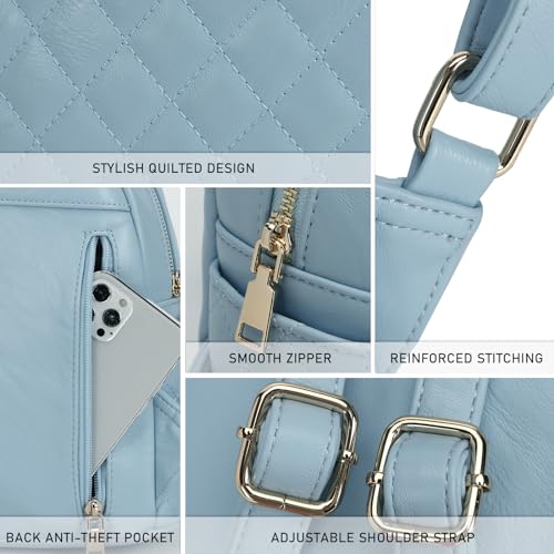 Image of Quilted Small Backpack for Women PU Leather Casual Handbag Daypack Purse | Stylish Quilted Design, water-resistant premium PU leather, matches all daily outfits, lightweight for everyday carry