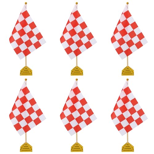 Drapeau de course sur base dorée PATIKIL lot de 6 petits drapeaux stables