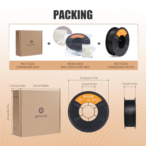 Image of ERYONE Matte PLA Lite 3D Printer Filament 1.75 + /- 0.03mm, Matte Filament 1KG(2.2LBS) Spool, Black