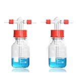 YHNNH Screw Mouth Gas Washing Bottle GL45 High Borosilicate 100ml-500ml Glass Bottle Lab Washing Buffer PP Caps Sealed Bottle,1Piece(PTFE-100ML)