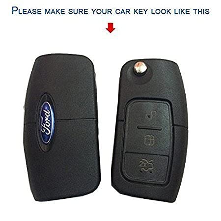 Image of BKN TPU Premium Car 3 Button Remote Key Cover Case for Ford ECOSPORT /Ford Fiesta 3 Button FLIP Remote Key (Fit for 3 Button) - White