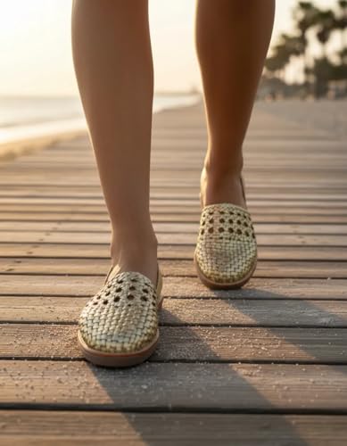 Image of Macarena Collection Women's Leather Huarache Sandals, Closed Toe Woven