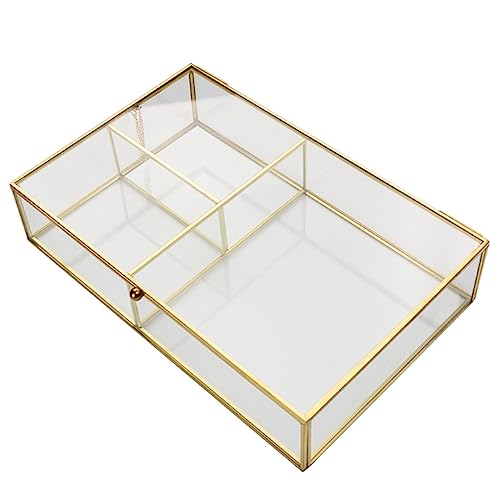 VERDANVERSE Estuche Organizador para Joyas y Cosméticos Joyero de Cristal, Caja Tapa para Escritorio, Adecuado para Almacenamiento de Labiales y Accesorios