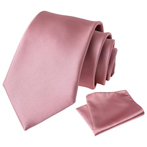 Kajeer Mens Ties and Pocket Square Set Satin Tie Solid Color Pocket Square Formal Ties for Men Business Wedding Party Cover