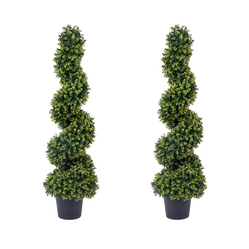 Garvee Ensemble De 2 Arbres Topiaires Artificiels De 120cm, Faux Cèdres Et Cyprès en Spirale, Plantes Artificielles Idéal pour Jardin, Porche, Intérieur Et...