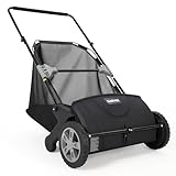 Garvee Push Lawn Sweeper, 21inch Leaf & Grass Collector, Heavy Duty Thickened Steel Durable to Use with Large Capacity 3.5 Cu. ft. Mesh Collection Hopper Bag, 2 Spinning Brushes