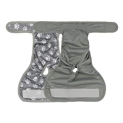 Hi Sprout Female Dog Diaper Reusable Washable Durable Absorbent Cloth Doggie Diapers Pants (L, Grey Footprint) #TOP7