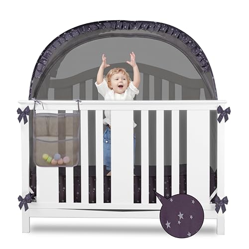 Baby Crib Tent, Safety Pop Up Crib Net to Keep Baby from Climbing Out, Crib Cover to Baby in, Protects from Mosquitoes, Safety Net, Canopy Netting Cover