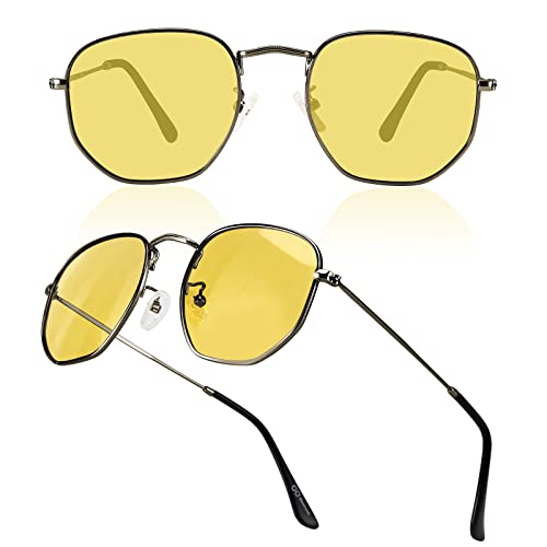 Bloomoak polarizado moda hexágono gafas de conducción nocturna para mujeres, Gafas de visión nocturna antideslumbrantes / protección UV 400 Cover