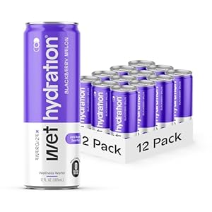 Wet Hydration Functional Hydration Beverage + Energy Support, Electrolyte Drink, Gluten Free and Sugar Free Electrolytes with Vitamin B & Natural Caffeine from Green Tea Extract, Blackberry Melon, 12 Pack – Packaging May Vary