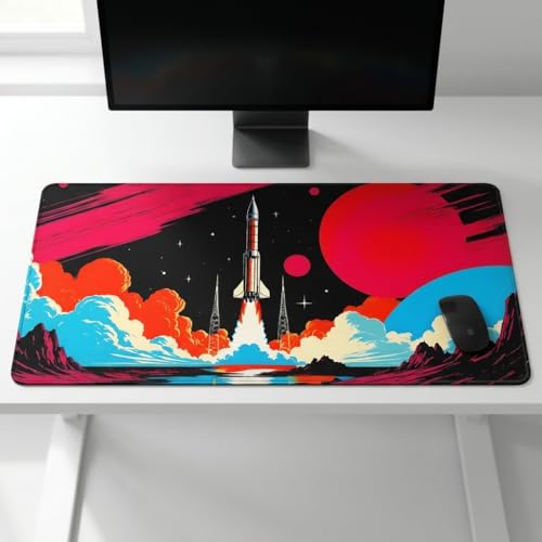 Image of Extended Gaming Desk Mat Mouse Pad XXL (458 x 915 mm) | 3mm Thick Large Desk Pad with Stitched Edges | Anti-Slip Rubber Base | Smooth Surface Mousepad for Office & Gaming