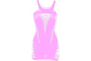 Women's Sexy Pink Fishnet Babydoll Dress