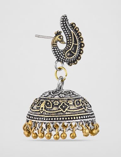 Image of Rubans Jhumka Earrings Oxidised Trendy Jewellery Gift for Women & Girls