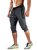 Pantalones cortos 3/4 de algodón para hombre, con cordón ajustable y bolsillos con cremallera.