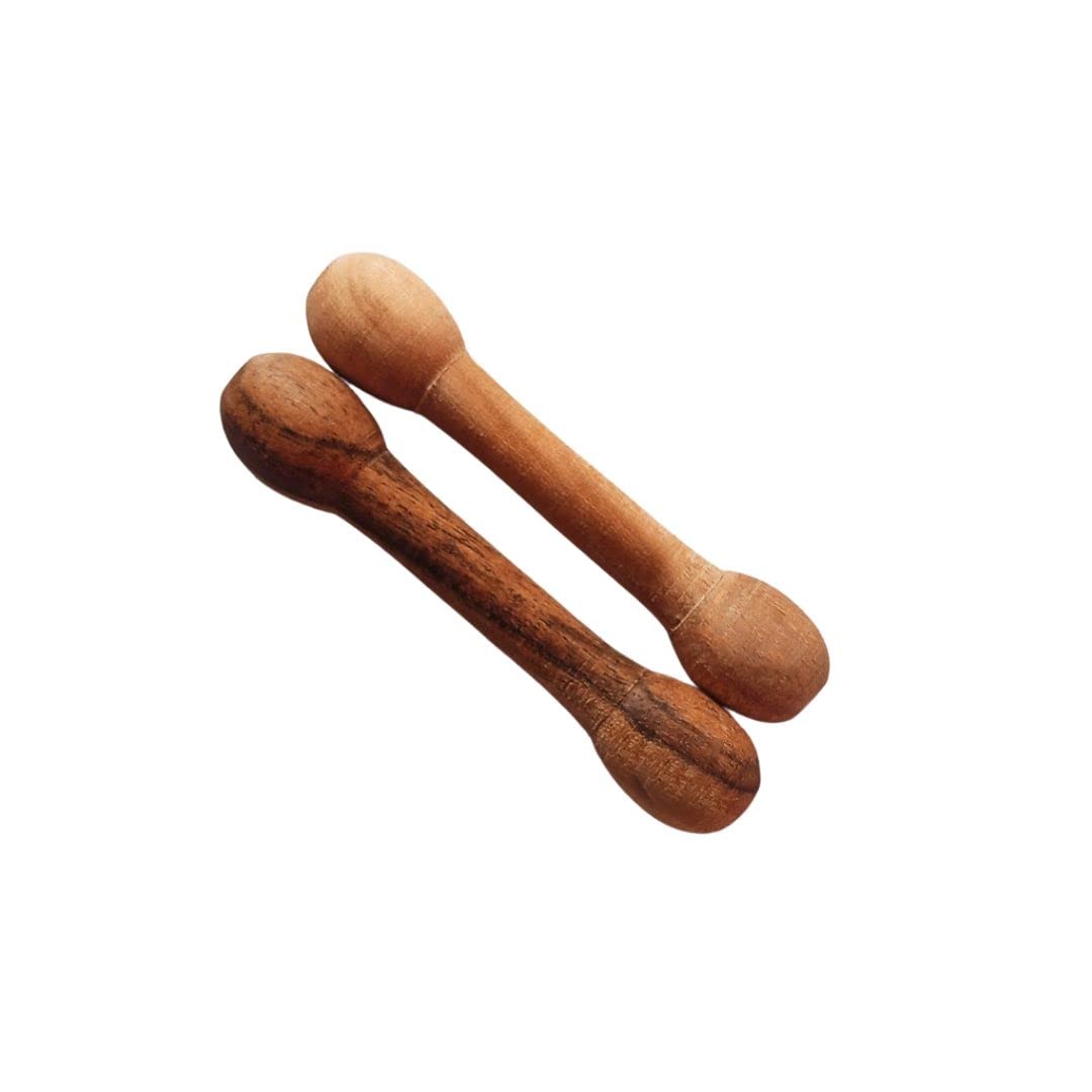 Infant Wooden Classic Dumbbell Shape Teether Handmade and Kids Safe Set of 2 Pcs, Kid