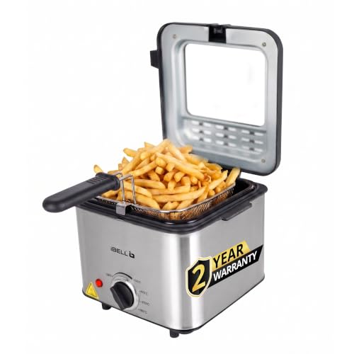 Image of iBELL OILKING200 Electric Deep Fryer | 2 Litre Oil Capacity | Stainless Steel | Adjustable Temperature Control | Single Tank Fryer with Lid & Handle Basket (Silver)