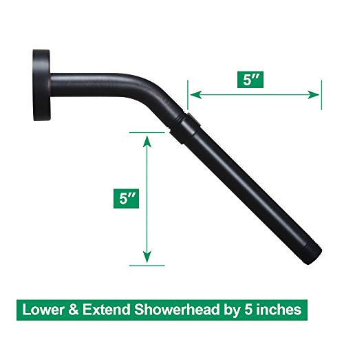 Shower Arm Extension, Shower Head Extender Water Outlet Lowers Existing Shower Head, Oil Rubbed Bronze Made Of Solid Metal By Purelux #TOP1