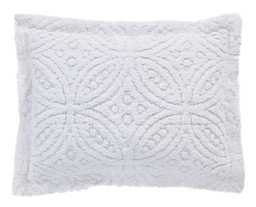 Better Trends Wedding Ring Collection is Super Soft and Light Weight in Loop Design 100 Percent Cotton Tufted Unique Luxurious Machine Washable Tumble Dry, Standard Sham, White