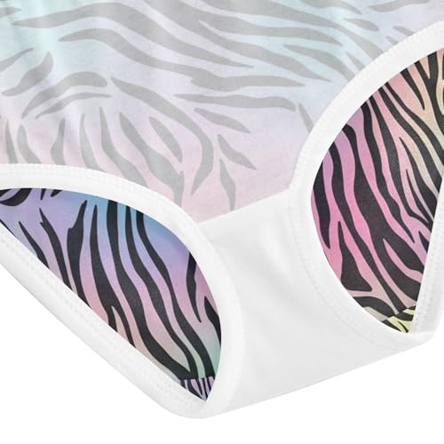 Black Zebra Pastel Gradient Toddler Cotton Underwear, Girls Briefs, 2T–8 Years4