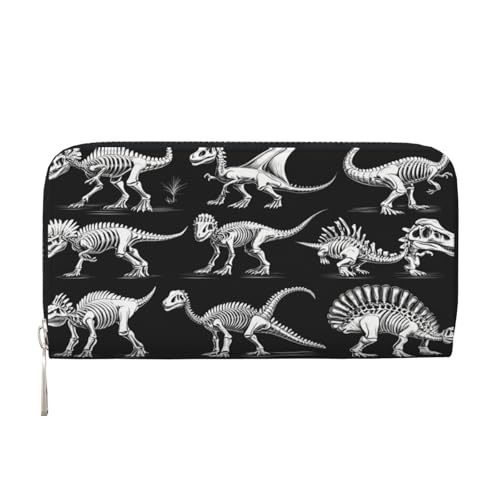 PU Leather Wallet for Women - Hand Long Wallets Holds Cards, Cash, Ladies Purse Organizer with Zipper Coin Pocket for Men Gifts Trave,Dinosaur Mural