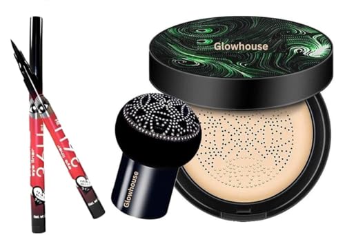 Glowhouse CC and BB cream 3 IN 1 Waterproof foundation Cream With Mushroom Head Air Cushion Puff