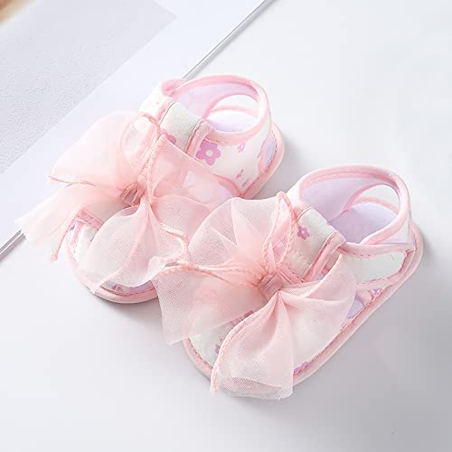 Baby Toddler Sandals Infant Girls Boys Shoes Lace Bow First Walkers Lightweight Flat Sandals Summer (Pink, 11 Infant)3