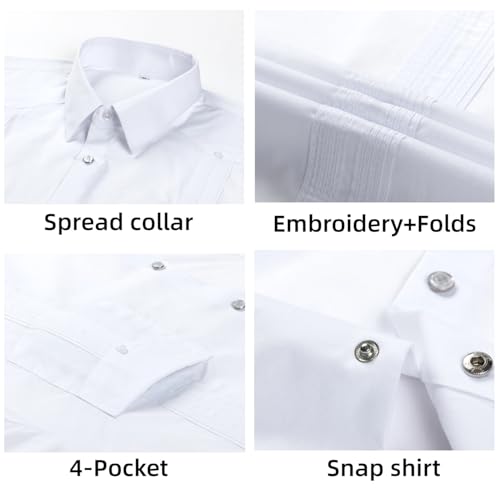 Men's Long Sleeve Guayabera Shirt Cuban Cotton Snap Button Shirt with Casual Wear3