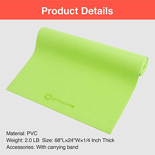 Primasole Yoga Mat With Carry Strap For Yoga Pilates Fitness And Floor Workout At Home And Gym 1/4 Thick (Lime Green Color) Pss91Nh004A #TOP5
