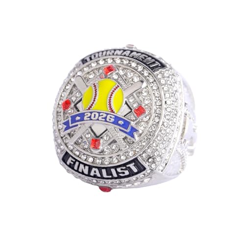 Image of 2 pcs Pack or 12 pcs Pack Softball Championship Trophy Ring Award Gift for Tournament Champion Team palyers Awards Trophy on Side Size 9.5