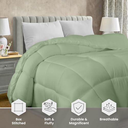 Utopia Bedding Comforter Duvet Insert, Quilted Comforter with Corner Tabs, Box Stitched Down Alternative Comforters Twin Size (Sage Green)