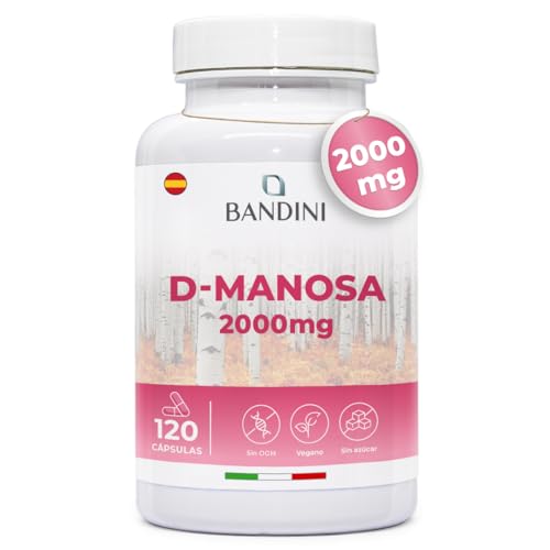 Bandini® D Manosa Pura - 2000mg de alta dosificación - Suplemento Natural de Alta Potencia - Sin OGM - Químicos ni Aditivos Añadidos - 120 Cápsulas Veganas - por más de 1 mes de Suministro