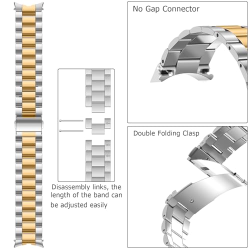 Image of Anlinser No Gap Bands Compatible with Samsung Galaxy Watch Ultra 7 /6 /5 /4 /FE Band 44mm 40mm /Watch 6 Classic Band 47mm 43mm /Watch 5 Pro 45mm /Watch 4 Classic, 20mm 22mm Metal Strap for Women Men