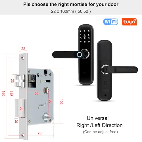 TUYA Smart Door Lock with Handle: 5-in-1 Features biometric authentication, Digital Password, Fingerprint keyless Entry, and Bluetooth Electronic Mortise Lock,Aluminum-Wood Doors - Image 4
