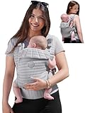 GROWNSY Baby Carrier Newborn to Toddler (7-44lbs), Ergonomic & Cozy Wraps Carrier with One-Click Buckle, Head Support for Hands-Free Comfort, Design for Infant to Toddler, Silver Grey