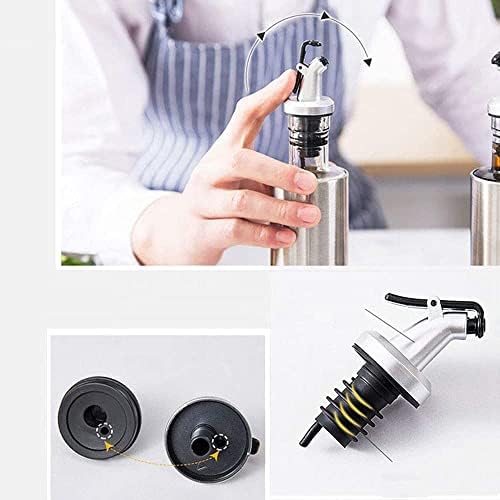 Olive Oil and Vinegar Dispenser Bottle Set, Stainless Steel Transparent Glass Oil Bottle Measuring Dispenser Set with Funnel - 2 Pack