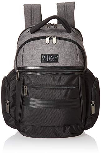 ORIGINAL PENGUIN Classics Backpack Fits Most 15-inch Laptop and Notebook, Black/Grey Crosshatch, One Size